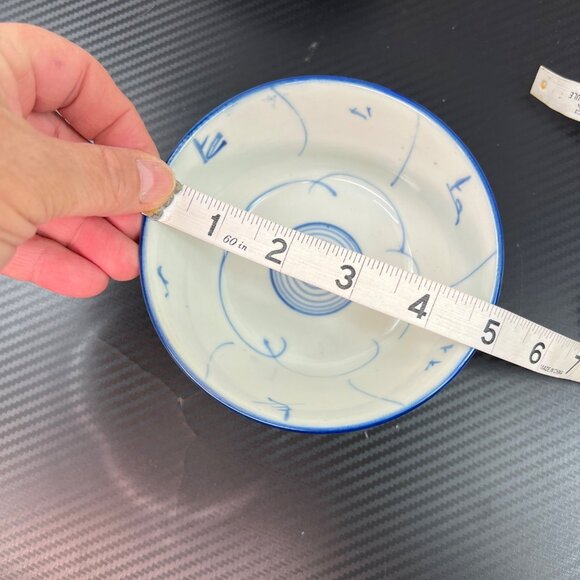 Vintage Chinese Porcelain Rice Bowls Set Of 2 White & Blue Ming Style w/ spoons - Picture 7 of 8